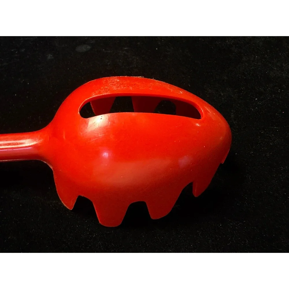 Vintage Red Spaghetti Server: Pedrini Italy, Long Handle Pasta Ladle, Claw Spoon